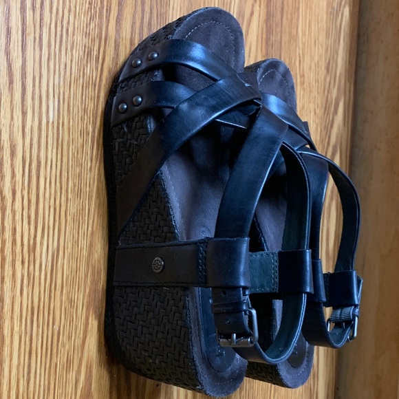 Bussola Black Wedge Sandals with Buckle - Picture 4 of 6